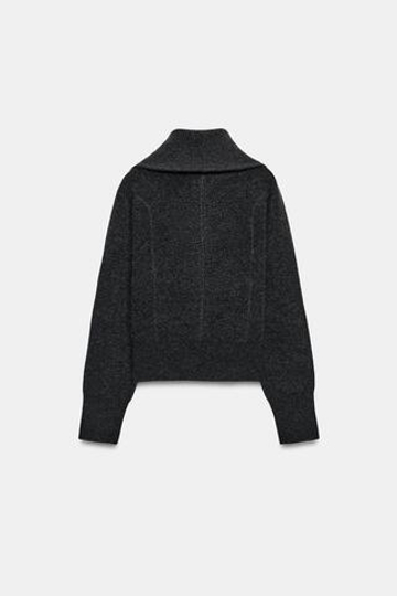 ZARA БОМБЕР ИЗ ШЕРСТЯНОЙ СМЕСИ НА МОЛНИИ, АНТРАЦИТОВО-СЕРЫЙ