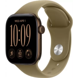 Apple Watch S12 46 mm Dark Bronze Aluminum Case | Olive Sport Band, M/L