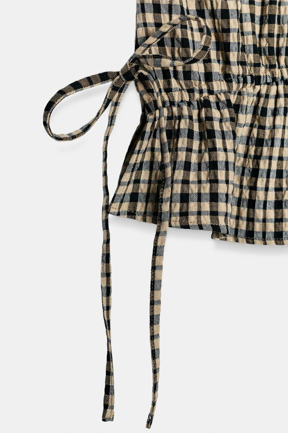 ZARA БЛУЗА В КЛЕТКУ С ВОЛАНАМИ, ЧЕРНЫЙ/ЭКРЮ
