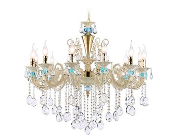 Подвесная люстра с хрусталем 12*Е14 TR4929/12 GD/WH/CL золото/белый/прозрачный Classic Traditional Ambrella