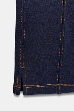 ZARA БРЮКИ КАПРИ С КОНТРАСТНОЙ СТРОЧКОЙ, ТЕМНЫЙ ИНДИГО