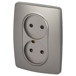 Розетка ЭРА Серия 12 12-2107-16 двойная 2X2P 16А-250В титан | Эра 12