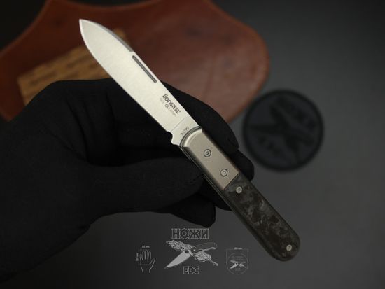 Складной нож Lion Steel "BARLOW Roundhead" L/CK0111 RCF c клинком из стали Böhler M390 Microclean®, рукоять титан / карбон