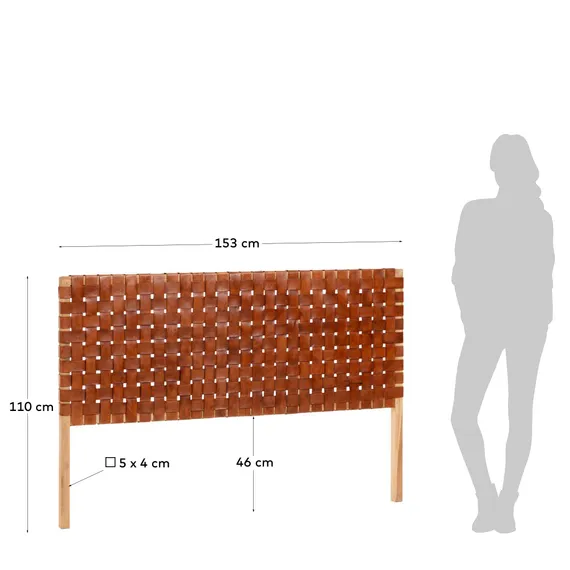 Изголовье Calixta из массива тика и кожи 153x110 см