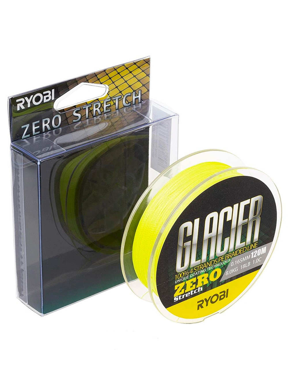 Шнур плетеный для рыбалки Ryobi GLACLER ZERO-120M yellow 0.3/d-0.092mm