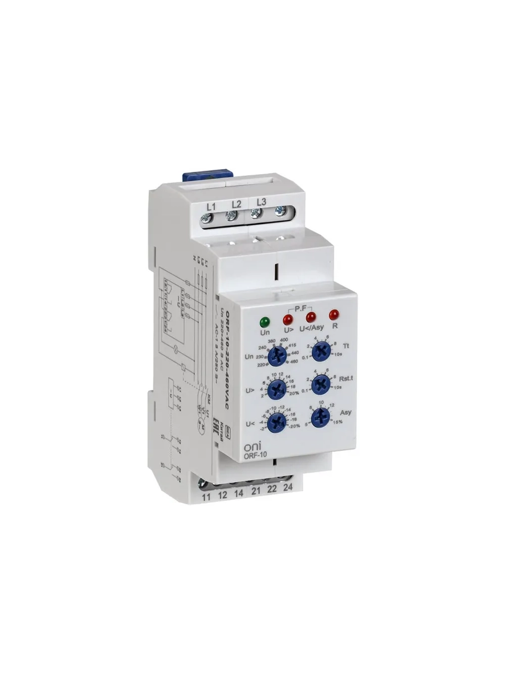 Реле контроля фаз ORF-10 3 фазы 2 контакта 220-460В AC ONI