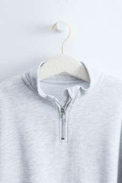 ZARA ZARA TIMELESS - ОДНОТОННАЯ ТОЛСТОВКА НА МОЛНИИ, СЕРЫЙ МЕЛАНЖ