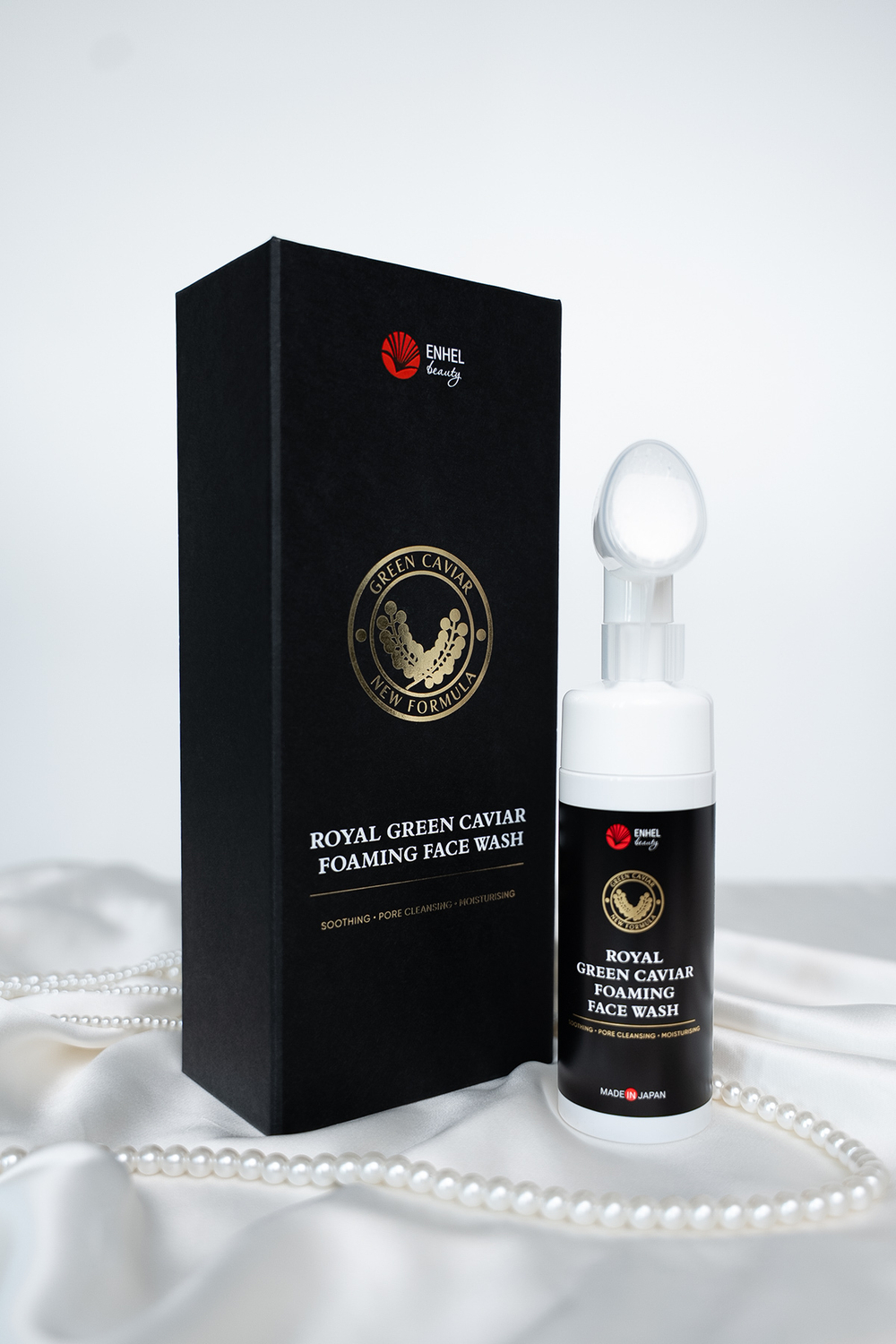 Королевская пенка для умывания c зелёной икрой и нанощёточкой Enhel Beauty (ROYAL GREEN CAVIAR FOAMING FACE WASH)