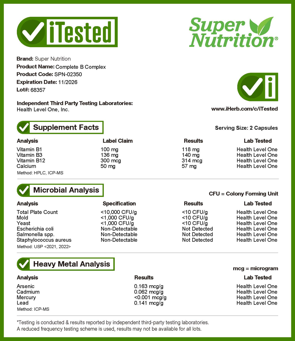 Super Nutrition, полный комплекс витаминов группы B с L-метилфолатом и метилкобаламином, витамином B12, 180 растительных капсул