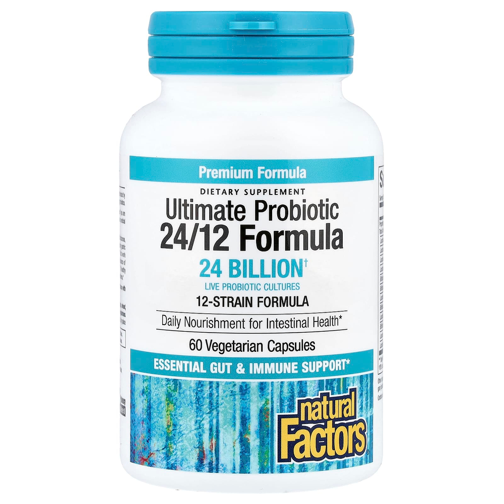 Natural Factors, Ultimate Probiotic, формула 24/12, 60 вегетарианских капсул