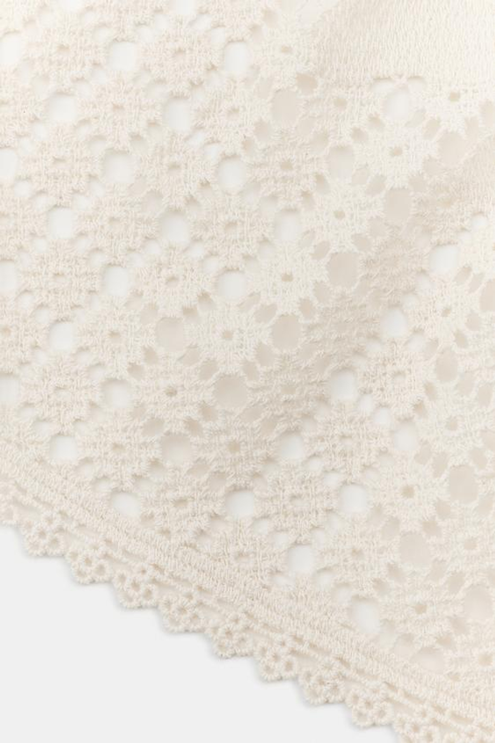 ZARA ПАРЕО ИЗ КРУЖЕВА КРОШЕ, ЭКРЮ