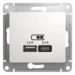 Розетка с USB A+C Systeme Electric Glossa Белый GSL000139