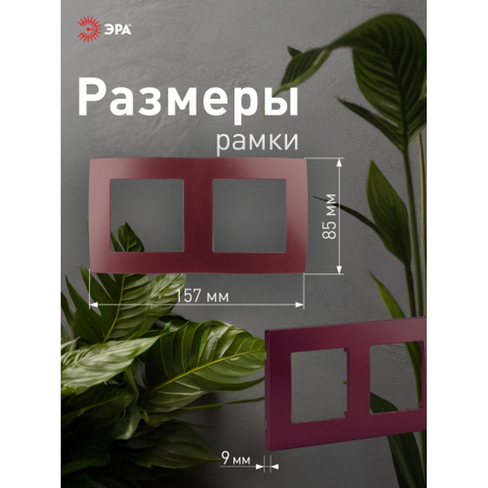 12-5002-25 ЭРА Рамка на 2 поста, Эра12, бордо | Эра 12