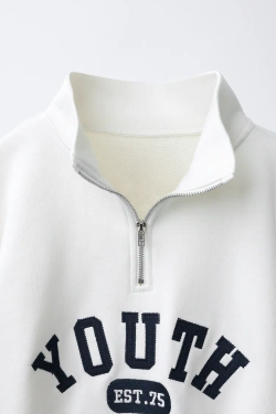 ZARA ТОЛСТОВКА С НАДПИСЬЮ, БЕЛЫЙ