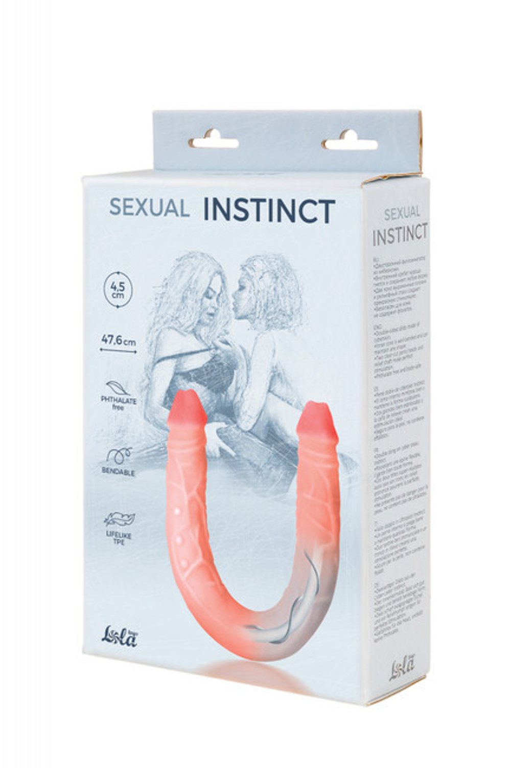 Гнущийся двухсторонний фаллоимитатор Sexual Instinct (Цвет: телесный)