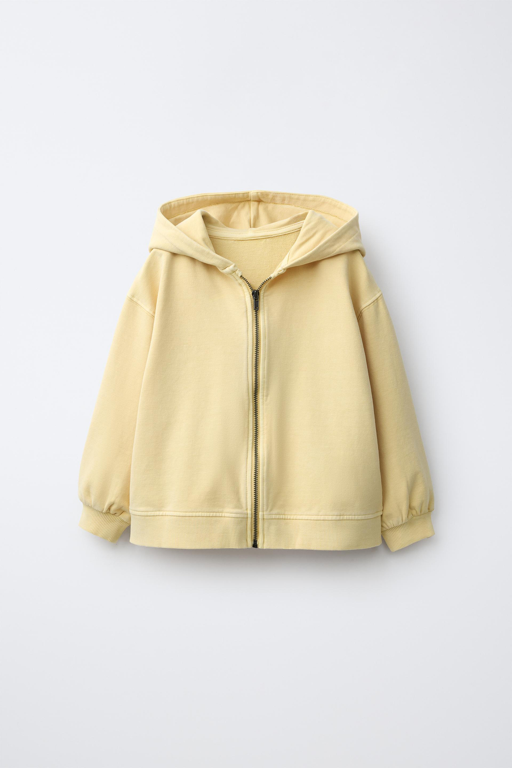 ZARA ОДНОТОННАЯ ТОЛСТОВКА С МОЛНИЕЙ, ВАНИЛЬНЫЙ
