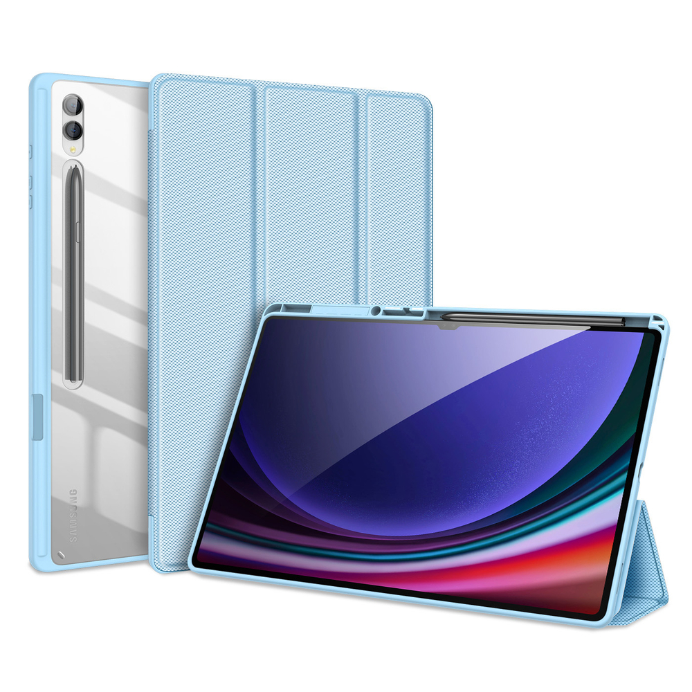 Чехол книжка синего цвета от Dux Ducis для Samsung Tab S10 Ultra, S9 Ultra и S8 Ultra, серия Toby Series Case, с функцией пробуждения и сна