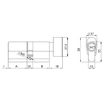 Цилиндровый механизм (200 ZM/90) 2000ZM Knob 90 (35+10+45) BL-24 черный 5Key с вертушкой