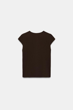 ZARA ТОП С ВЫРЕЗОМ И ДРАПИРОВКОЙ, КОРИЧНЕВЫЙ