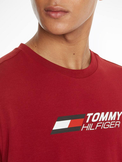 Мужская теннисная футболка Tommy Hilfiger Essentials Big Logo Short Sleeve Tee - rouge