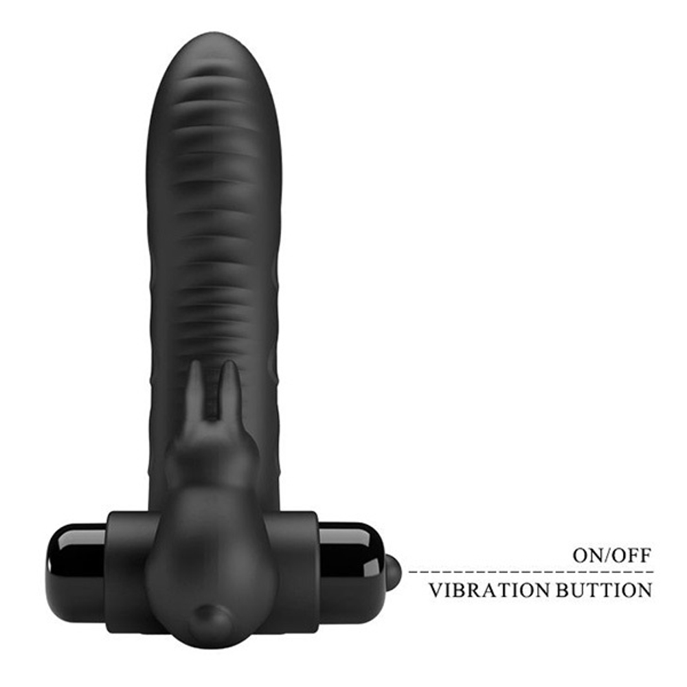 Черная вибронасадка 10,3см на палец Pretty Love Vance BI-014851