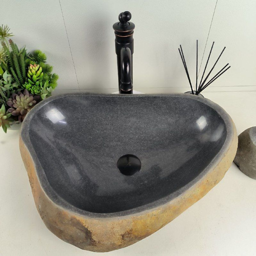 Раковина из речного камня RS-62080 (57x42x15) из натурального камня