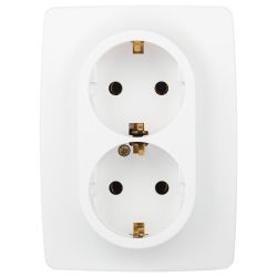 Розетка ЭРА Серия 12 12-2106-01М 2X2P+E Schuko 16А-250В белый матовый | Эра 12
