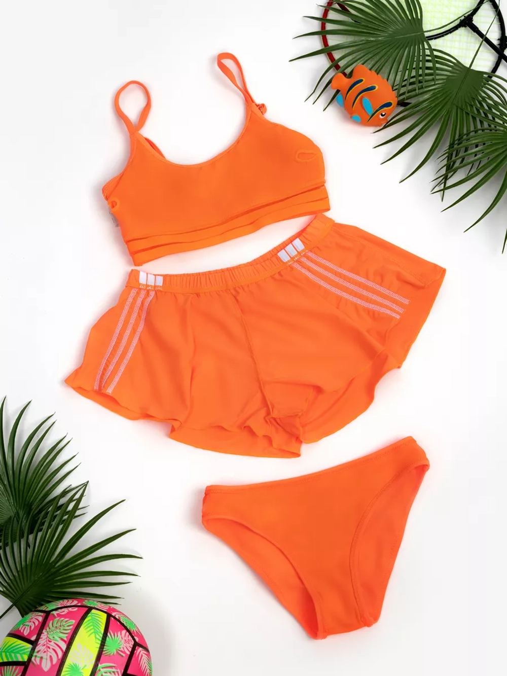 купальник раздельный 3 в 1 с шортами спортивный Adidas