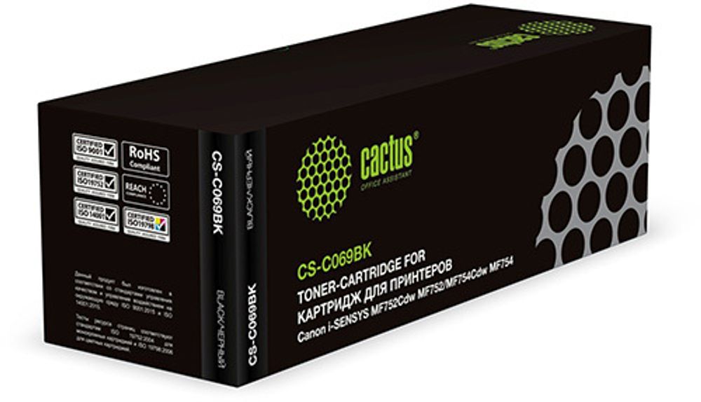 Картридж лазерный Cactus CS-C069BK 069 черный (1900стр.) для Canon i-SENSYS MF752Cdw MF752/MF754Cdw MF754 Картридж лазерный Cactus CS-C069BK 069 черный (1900стр.) для Canon i-SENSYS MF752Cdw MF752/MF754Cdw MF754