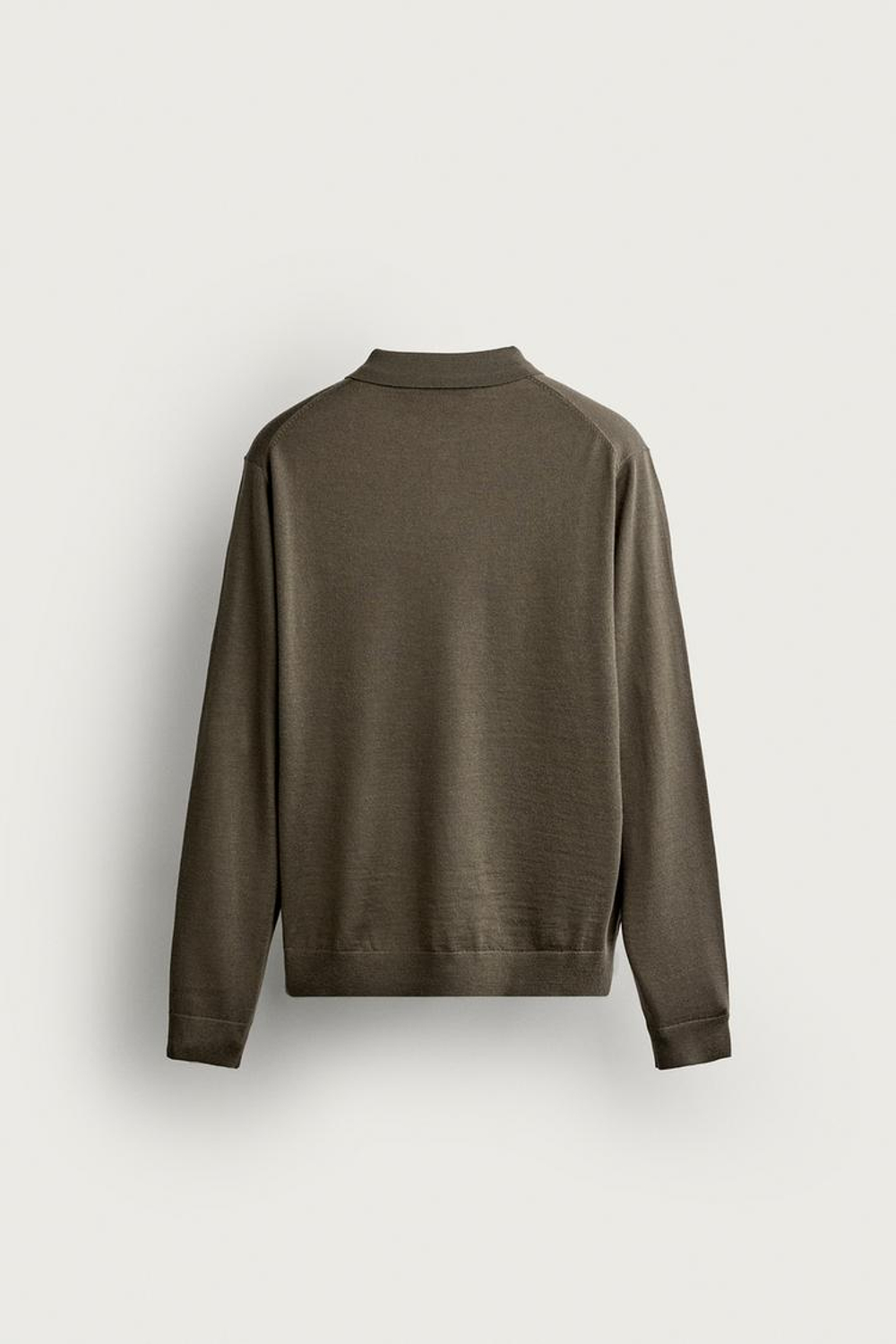 ZARA СВИТЕР ИЗ 100% ШЕРСТИ С ВОРОТНИКОМ ПОЛО, ЦВЕТ МХА