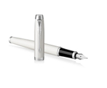 Перьевая ручка Parker IM Metal White CT, перо: F , цвет чернил: blue, в подарочной упаковке.