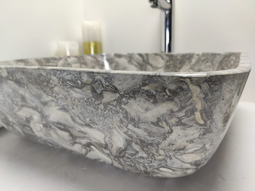 Раковина из мрамора Square Doreng Grey MS-60192 45x45x15 из натурального камня