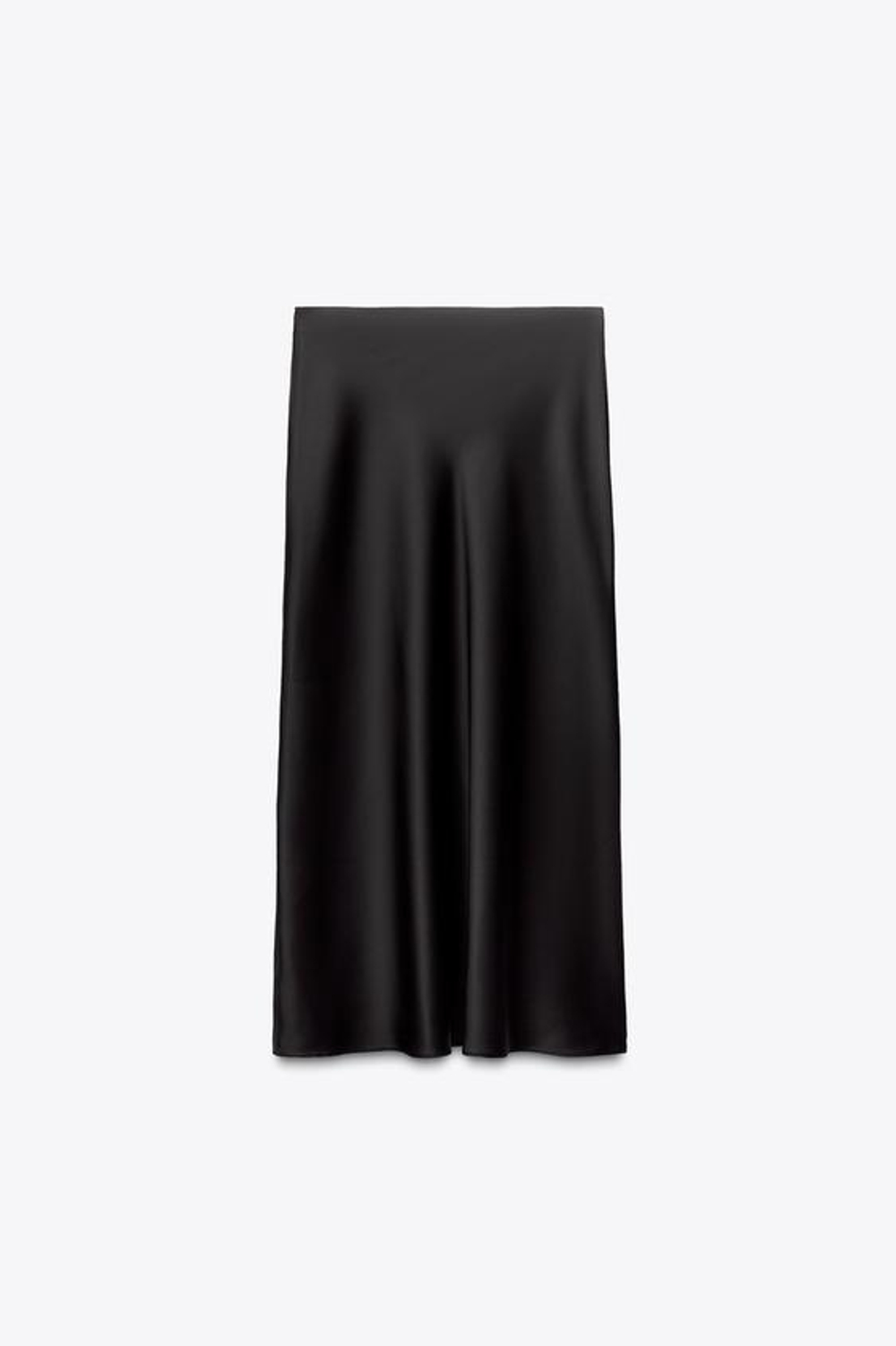 ZARA АТЛАСНАЯ ЮБКА МИДИ, ЧЕРНЫЙ