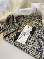 Костюмно-плательный смесовый твид (LiuJo, 60%хлопок/20%вискоза/15%пэ/5%полиамид, Черно-белый меланж, 152, 368 гр/м2)