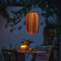 IKEA SOLVINDEN  (ИКЕА СОЛВИНДЕН)  -  Подвесной светильник - узор в полоску на солнечной батарее/оранжевый розовый 43 см
