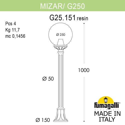 Ландшафтный светильник Fumagalli GLOBE 250 G25.151.000.AXF1R