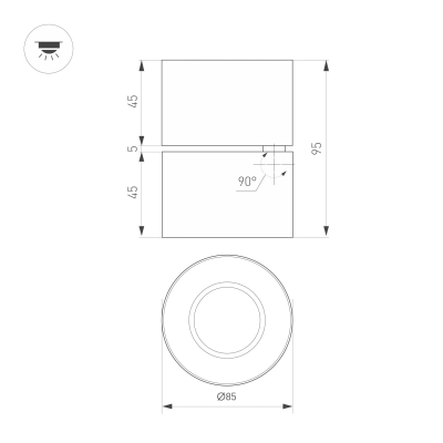 Светильник SP-POINT-SURFACE-R85-12W Warm3200-MIX (WH, 15 deg, 230V) (Arlight, IP20 Металл, 5 лет)