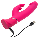 Розовый вибратор-кролик Realistic Dual Density Rechargeable Rabbit Vibrator - 25,5 см. (Цвет: розовый)
