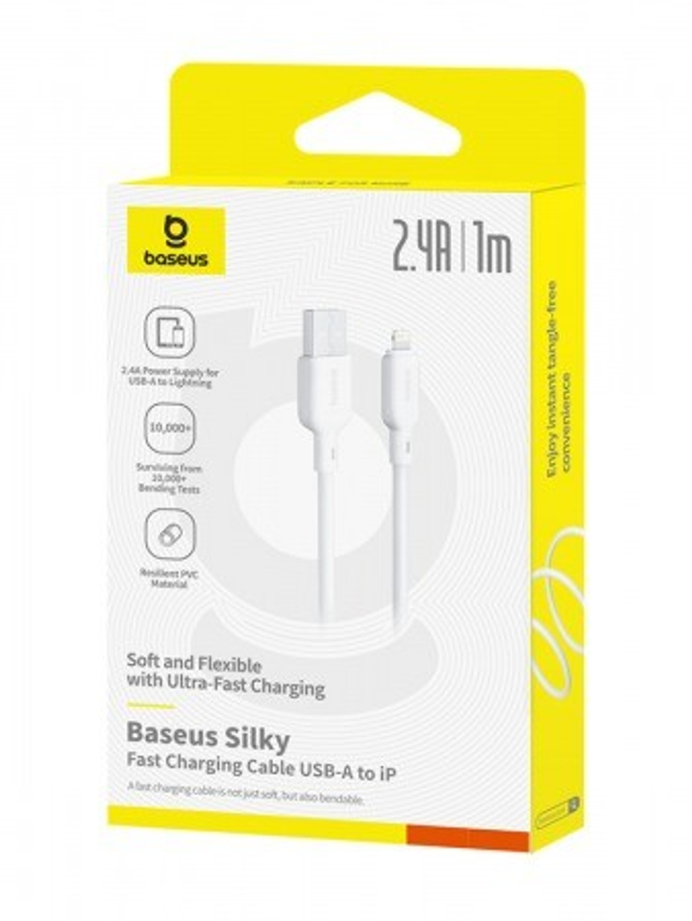 Usb Кабель-зарядка Lightning Baseus Silky Series 2.4A 1м (P10377702213-00) белый