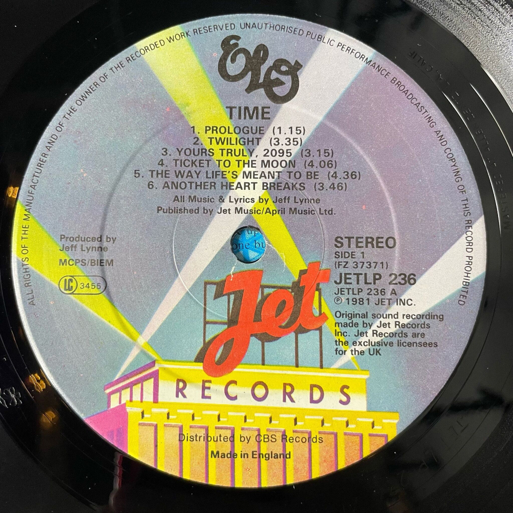 Винтажная виниловая пластинка LP ELO Electric Light Orchestra Time (UK 1981) JETLP 236