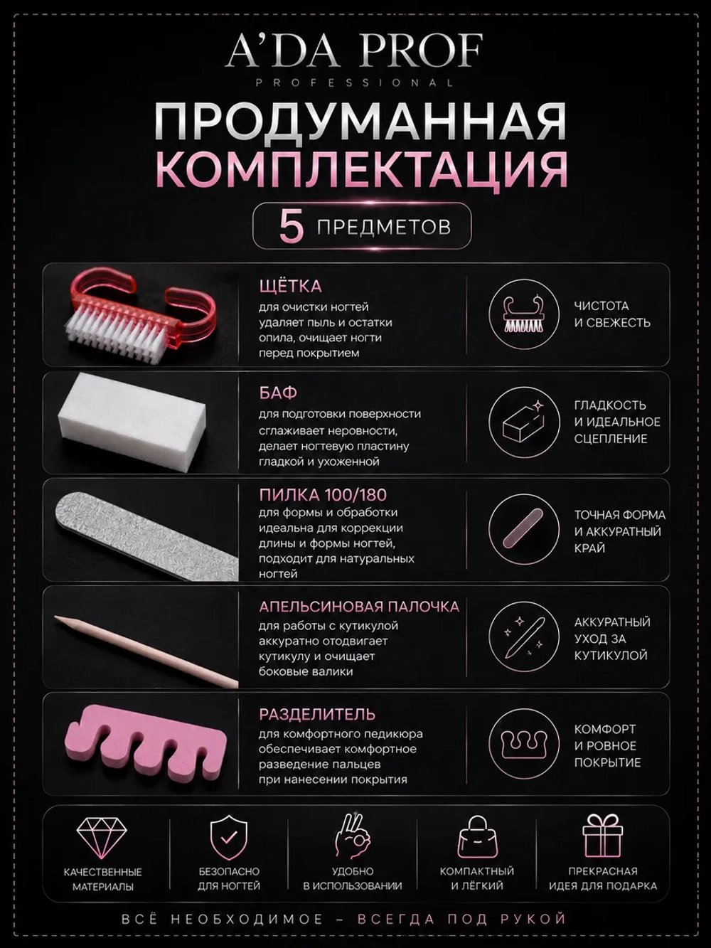 Набор для маникюра и педикюра 5 предметов