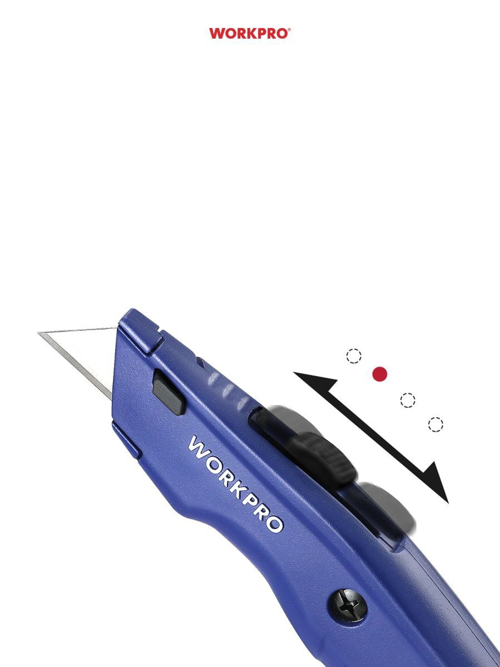 Нож строительный выдвижной универсальный + 3 лезвия WORKPRO WP213008