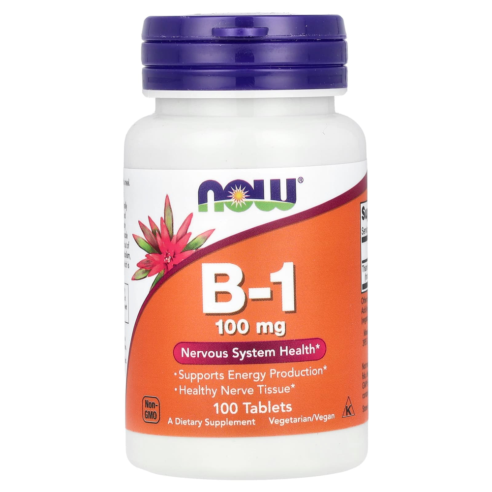 NOW Foods, B1, 100 мг, 100 таблеток