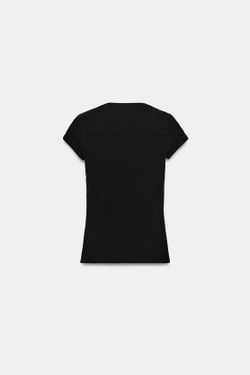 ZARA ФУТБОЛКА С КВАДРАТНЫМ ВЫРЕЗОМ, ЧЕРНЫЙ