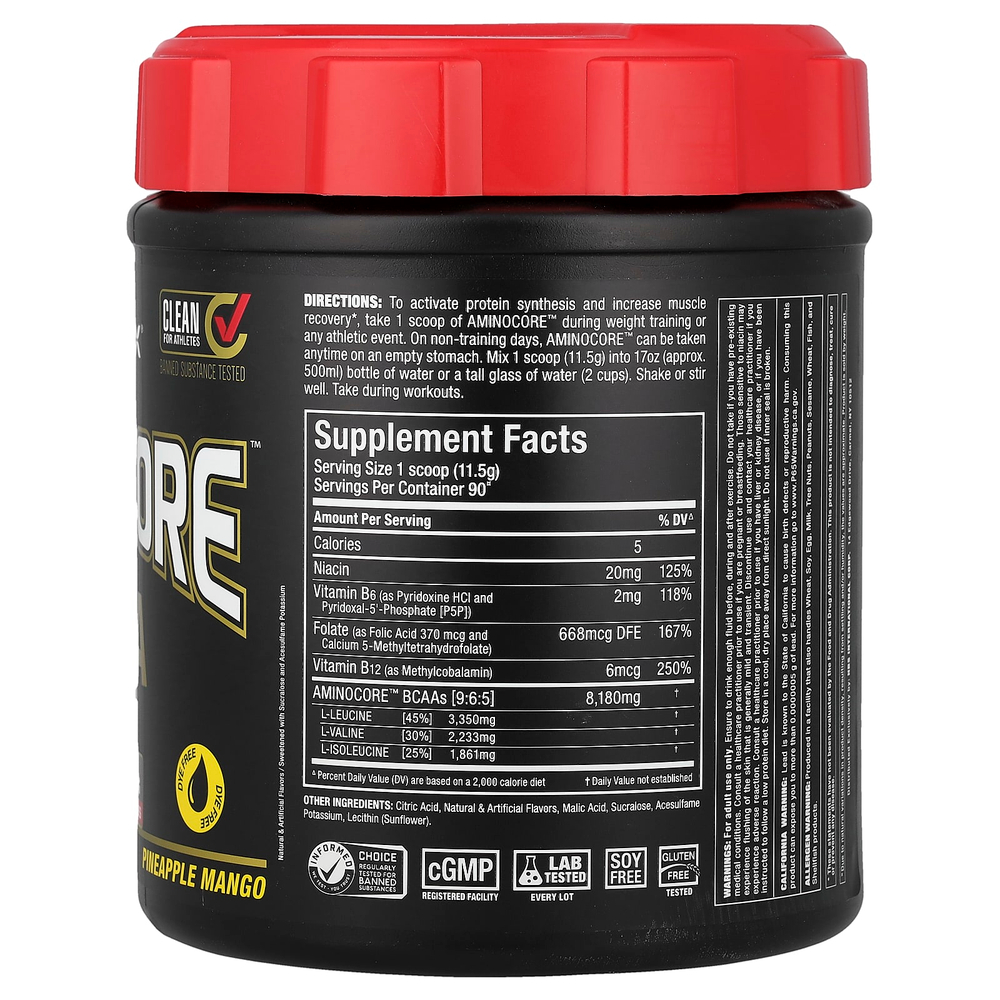 ALLMAX, AMINOCORE™ BCAA, ананас и манго, 1035 г (2,28 фунта)