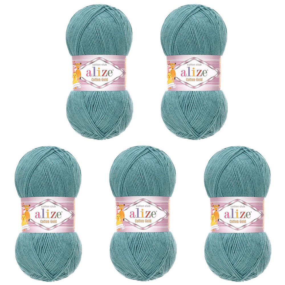 Пряжа Alize (Ализе) Cotton Gold / уп.5 мот. по 100 г, 330м, 156 синее море