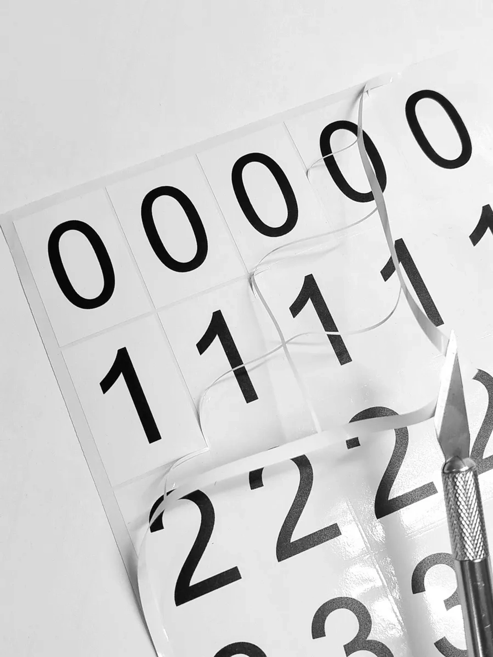 Наклейки цифры от 0 до 9, прямоугольные 27*40мм