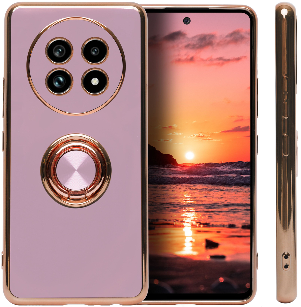 Стильный глянцевый чехол для REALME 13 PRO / 13 PRO PLUS с кольцом-подставкой и бархатной подкладкой