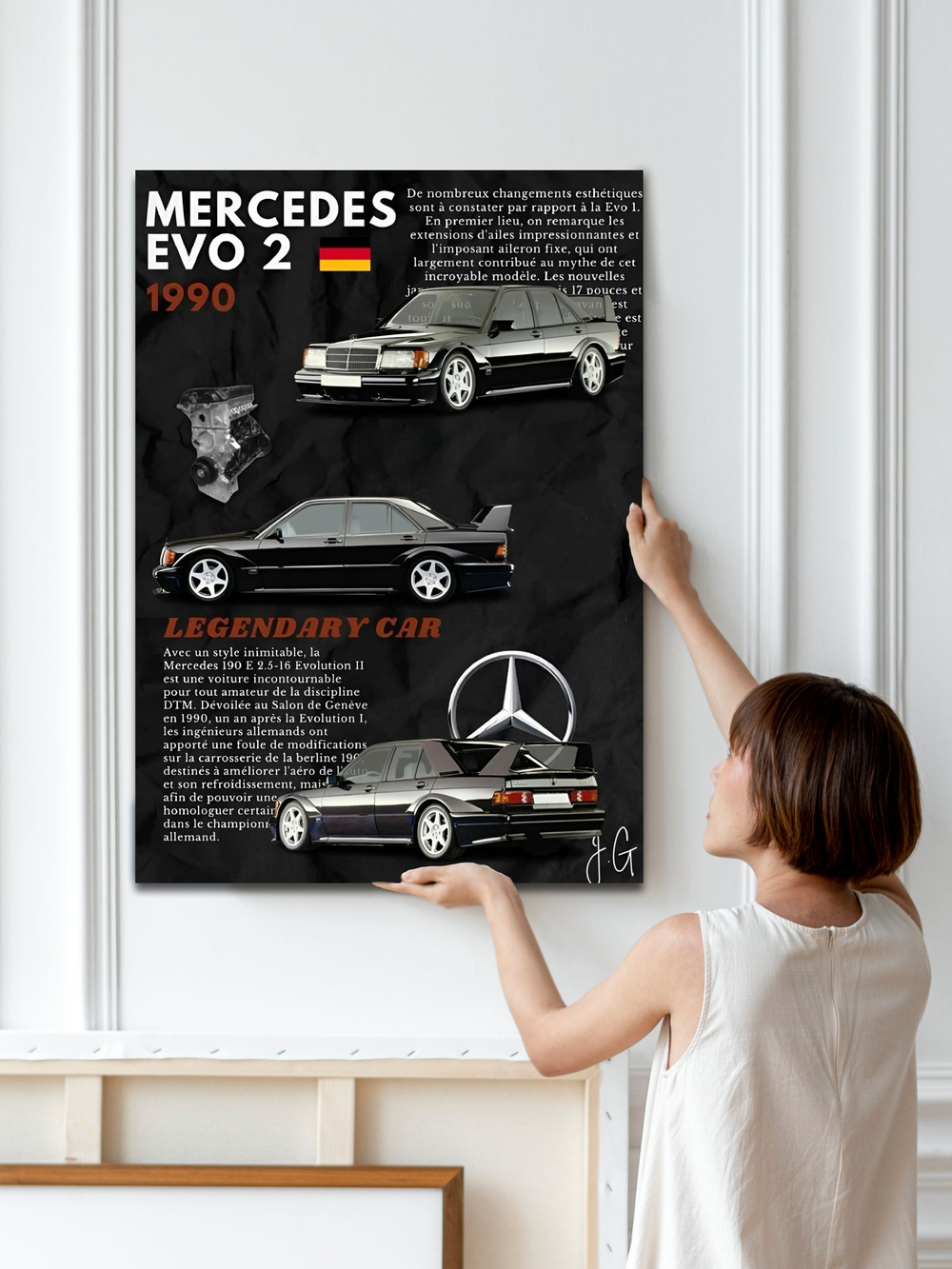 Картина Чёрный Мерседес Evo II для интерьера 50x70см 1шт.