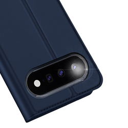 Чехол книжка из кожи синего цвета для Google Pixel 11, серия Skin Pro Series от Dux Ducis